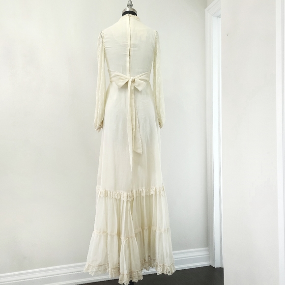 Gunne Sax Vintage 1970's Romantic Lace Cottagecore Prarie Wedding Dress - Picture 12 of 12